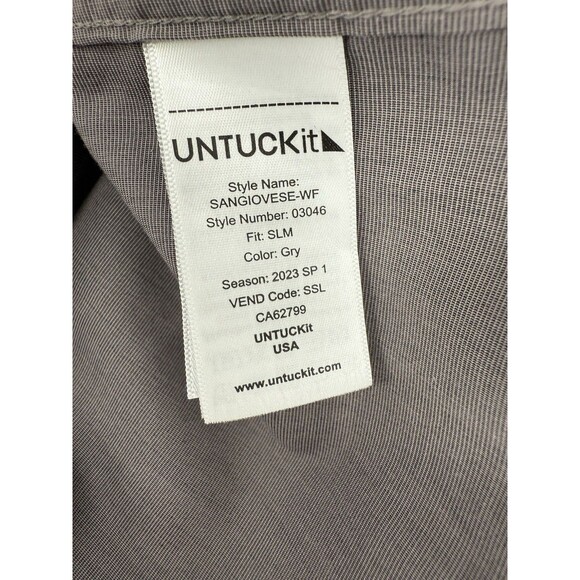 Untuckit Shirt Men's Gray Sanglovese XXLARGE Slim Fit Button Up Wrinkle Free EUC - Picture 6 of 12